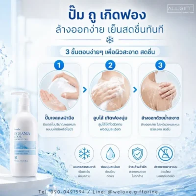 เจลอาบน้ำสูตรเย็น กิฟฟารีน โอชิเนีย คูล ชาวเวอร์ เจล Giffarine Oceania Shower Gel - Image 7